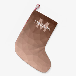 Calcetín Navideño Pequeño Monograma de malla geométrica marrón Mocha