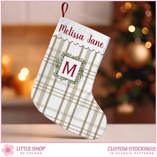 Calcetín Navideño Pequeño Monograma de Personalizable de guata verde everver (Subido por el creador)