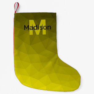 Calcetín Navideño Pequeño Monograma geométrico de malla con ombre oscuro ama