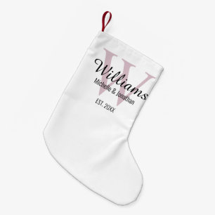 Calcetín Navideño Pequeño Monograma personalizado recién hecho Rubor Pink
