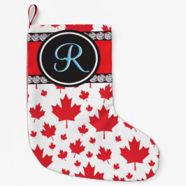 Calcetín Navideño Pequeño Monograma único de presupuesto de bandera de Canad