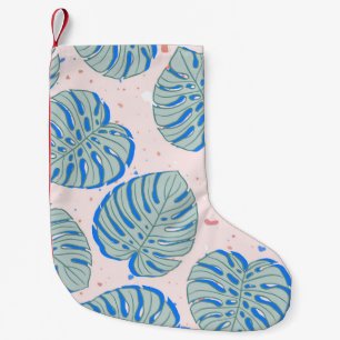 Calcetín Navideño Pequeño Monstera tropical: Patrón de cosecha Terrazzo