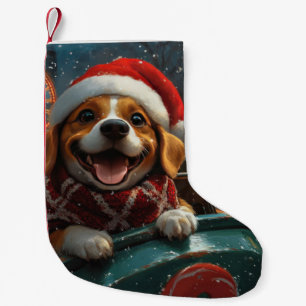 Calcetín Navideño Pequeño Montaña Rusa de Perro Beagle Navidad