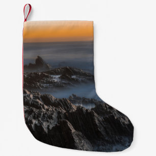 CALCETÍN NAVIDEÑO PEQUEÑO MONTAÑAS GRIS CON NUBES