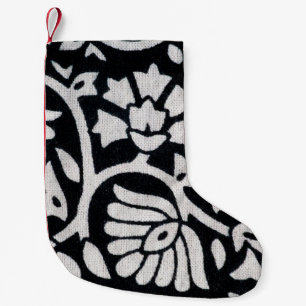 Calcetín Navideño Pequeño Montones de plantas y flores abstractas en negro