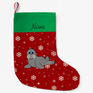 Calcetín Navideño Pequeño Morsa roja conocida personalizada del copo de