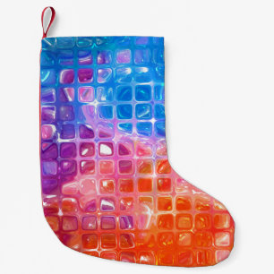 Calcetín Navideño Pequeño Mosaico vibrante: fondo abstracto multicolor