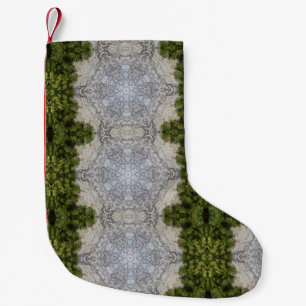 Calcetín Navideño Pequeño Moss verdes y arte de la naturaleza terrestre