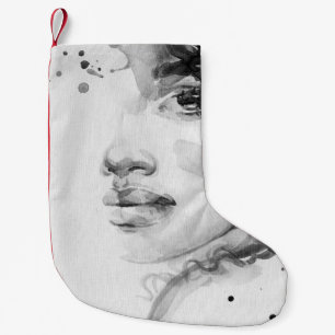 Calcetín Navideño Pequeño mujer afroamericana. ilustración de moda de bellez