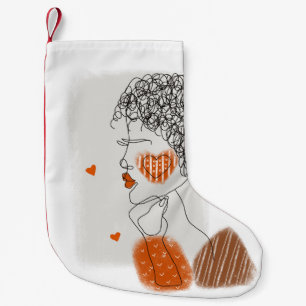 Calcetín Navideño Pequeño Mujer de la moda: Líneas negras gráficas