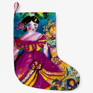 CALCETÍN NAVIDEÑO PEQUEÑO MUÑECAS ANTIGUAS HERMOSAS