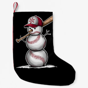 Calcetín Navideño Pequeño Muñeco de nieve de béisbol Bolas Nieve Navidad Reg