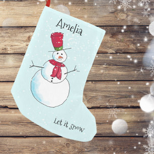 Calcetín Navideño Pequeño Muñeco de nieve personalizado
