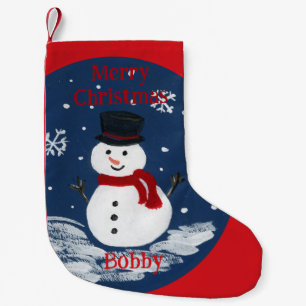 Calcetín Navideño Pequeño Muñeco de nieve pintado a mano PERSONALIZAR