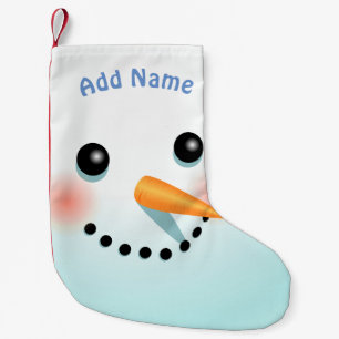 Calcetín Navideño Pequeño Muñeco de nieve sonriente lindo con la nariz de l