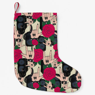 Calcetín Navideño Pequeño Música de rock perfecta, patrón abstracto.