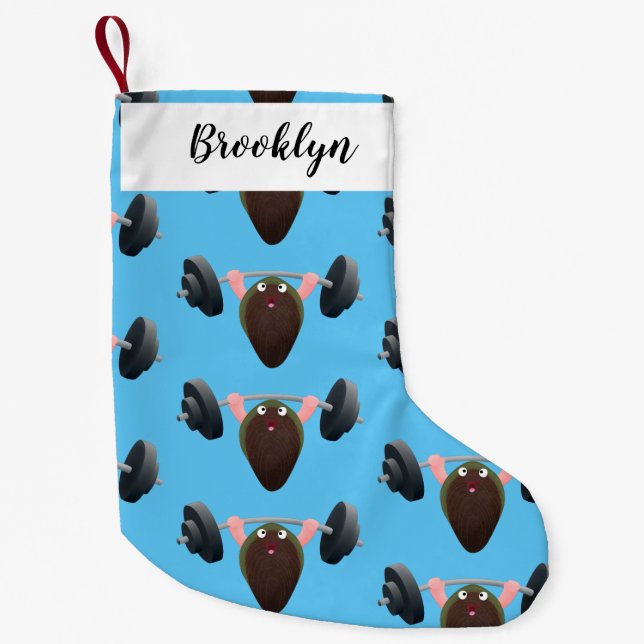 Calcetín Navideño Pequeño Mussel gracioso trabajando en ilustracion personal (Anverso)