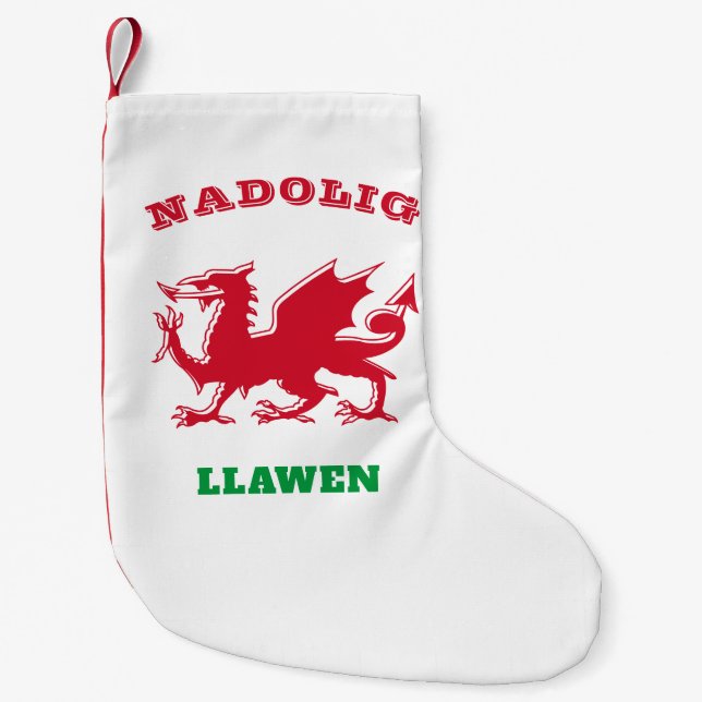 Calcetín Navideño Pequeño Nadolig Llawen Welsh Feliz Navidad Simple Celta (Anverso)