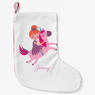 Calcetín Navideño Pequeño Naranja corta Chica haitiana montada en unicornio