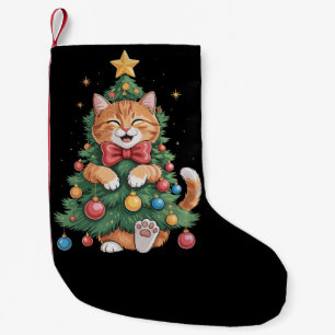 Calcetín Navideño Pequeño Naranja Gato Jengibre Navidad Árbol Mono Navidad 