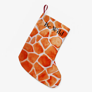 Calcetín Navideño Pequeño Naranja Giraffe Animal Print