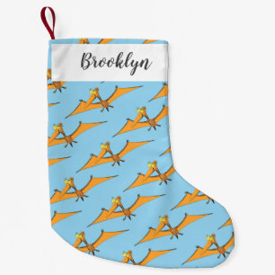 Calcetín Navideño Pequeño Naranja lindo y gracioso personalizado pterodáctil