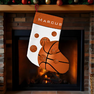 Calcetín Navideño Pequeño Naranja niño de baloncesto fulano