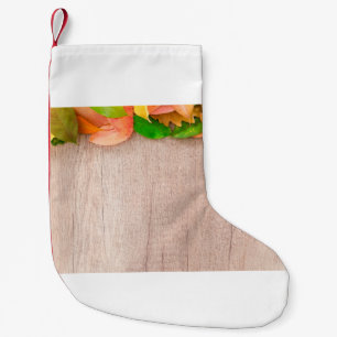 Calcetín Navideño Pequeño Naranja otoñal naturaleza amarillo rojo