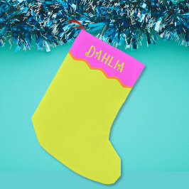 Calcetín Navideño Pequeño Naranja verde rosa ondulado brillante personalizad