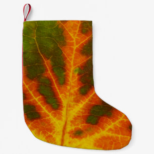 Calcetín Navideño Pequeño Naranja verde y hoja de aluminio amarillo #1