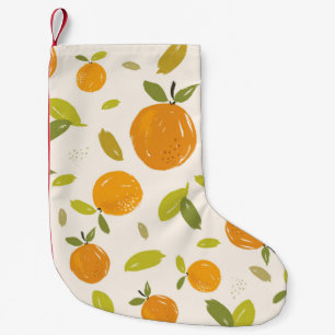 Calcetín Navideño Pequeño Naranjas pintados a mano fruta diseño de patrones