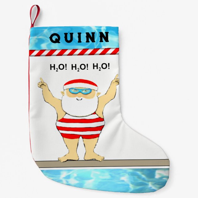 Calcetín Navideño Pequeño Natación personalizada (Anverso)