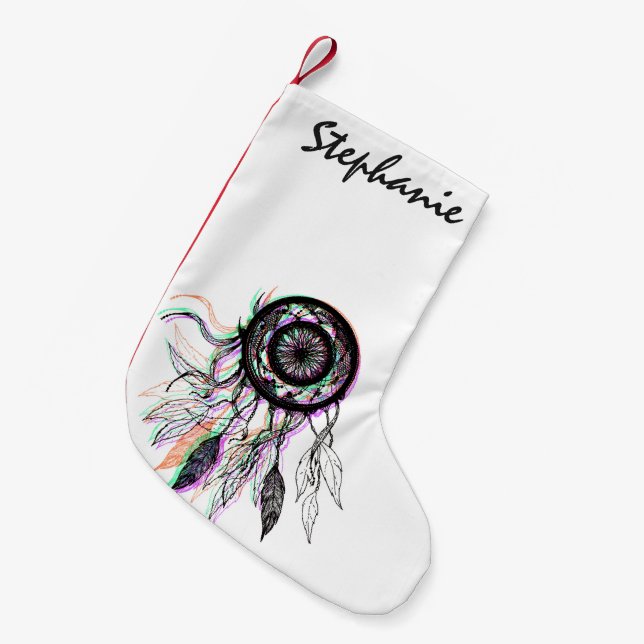 Calcetín Navideño Pequeño Nativo americano artístico moderno Dreamcatcher (Frente (Colgado))
