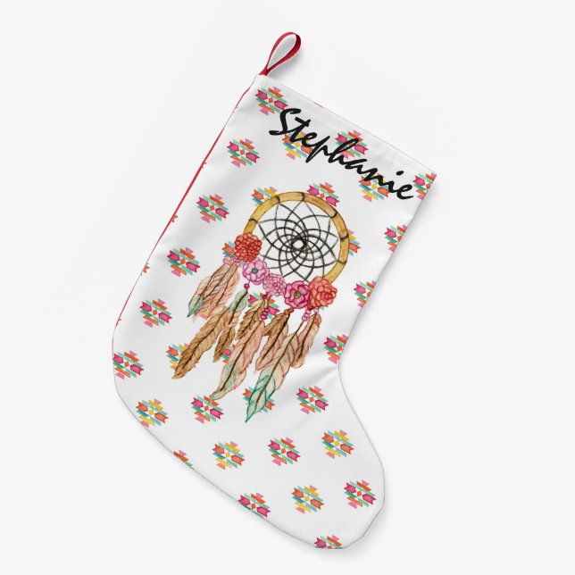 Calcetín Navideño Pequeño Nativo americano azteca Dreamcatcher de la (Frente (Colgado))