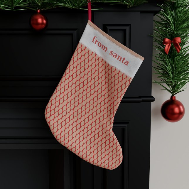 Calcetín Navideño Pequeño Naughty Santa Faux Fishnet Nice (Subido por el creador)