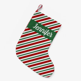 Calcetín Navideño Pequeño Navidad Alegre Verde Rojo Rayado