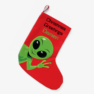 Calcetín Navideño Pequeño Navidad Alien Personalizada Extraterrestre 