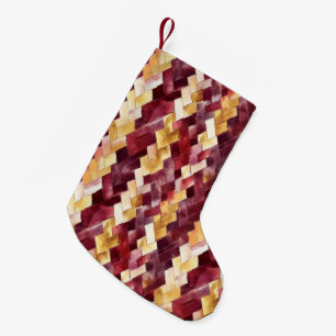 Calcetín Navideño Pequeño Navidad Burgundy Dorado Melocotón Zigzag