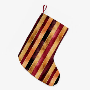 Calcetín Navideño Pequeño Navidad con rayas de melocotón y burgundy dorado