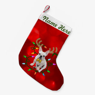 Calcetín Navideño Pequeño Navidad conocido personalizado de Creamie Frenchie