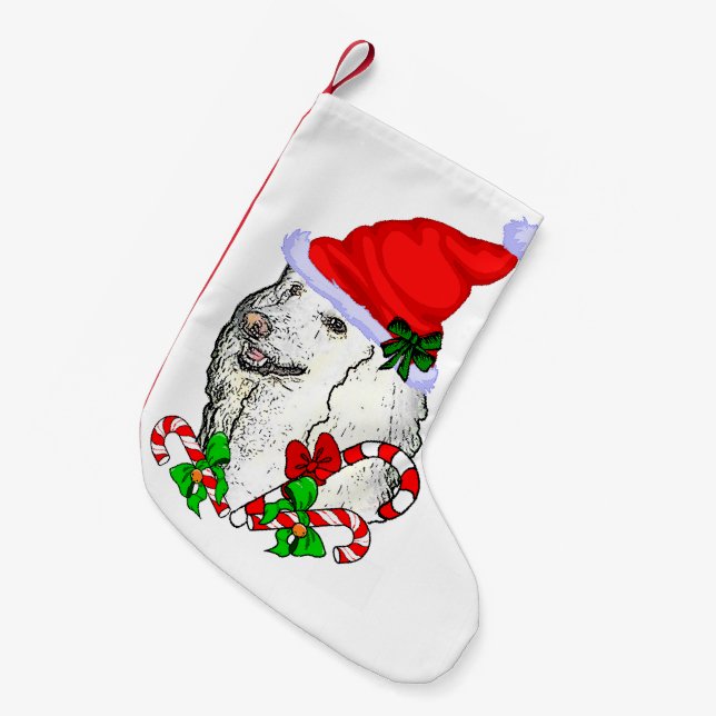 Calcetín Navideño Pequeño Navidad de Caniche (Frente (Colgado))