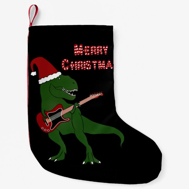 Calcetín Navideño Pequeño Navidad de la guitarra de T-Rex (Anverso)