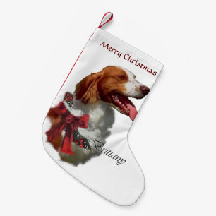 Calcetín Navideño Pequeño Navidad del perro de aguas de Bretaña