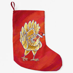 Calcetín Navideño Pequeño Navidad del pollo en rojo