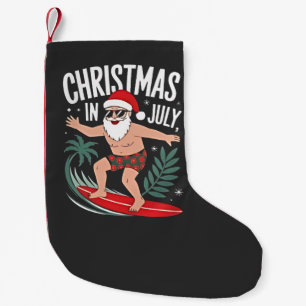 Calcetín Navideño Pequeño Navidad en Julio Divertido Santa Surfista Vacacion