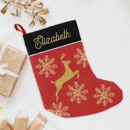 Calcetín Navideño Pequeño Navidad Glam Brillante Rojo Verde Dorado Copos de