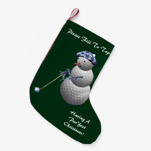 Calcetín Navideño Pequeño Navidad Golfing del muñeco de nieve
