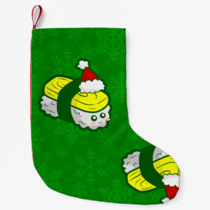 Calcetín Navideño Pequeño navidad kawaii tamago sushi santa copo de nieve