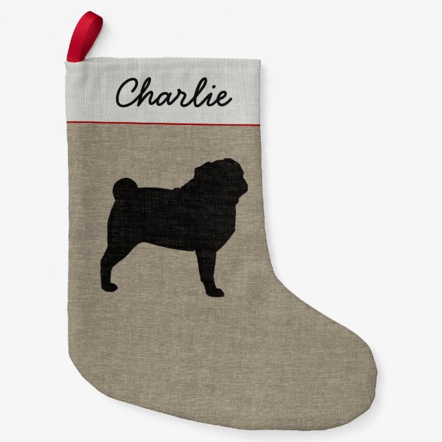 Calcetín Navideño Pequeño Navidad linda personalizada silueta del día de (Anverso)