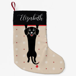 Calcetín Navideño Pequeño Navidad Nombre Personalizado Perro Negro Divertido